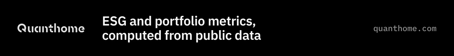Quanthome banner: ESG and portfolio metrics, computed from public data