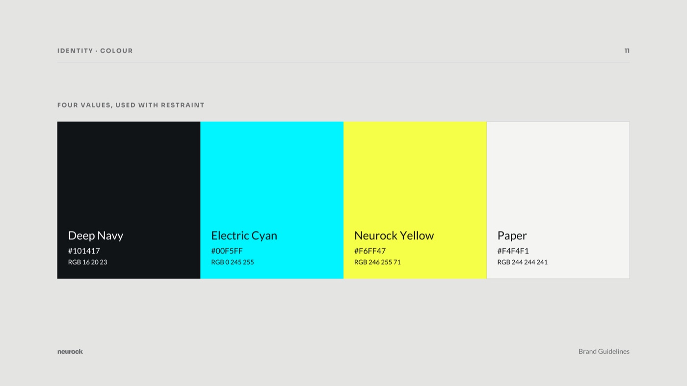 Brand book page: colour